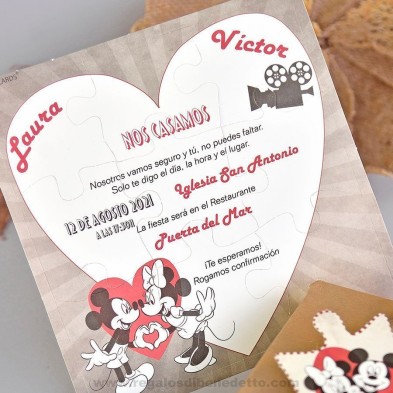 Invitación de boda Disney puzzle con caja  Cardnovel 39738
