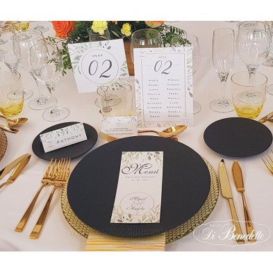 Número de mesa para banquete de boda diseño hojas de olivo