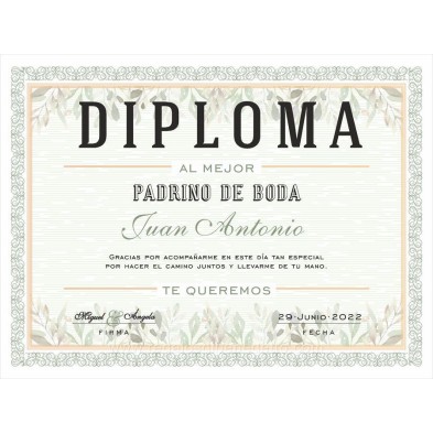 Diploma agradecimiento hojas de olivo