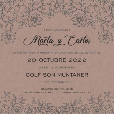 Invitación de boda Kraft