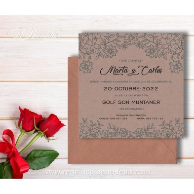 Invitación de boda Kraft