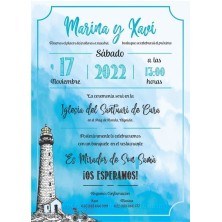 Invitación de boda Faro marinero