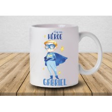 Conjunto de taza y chapa niño "Soy un héroe"