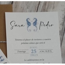 Invitación de boda caballitos de mar