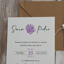 Invitación de boda algas lilas
