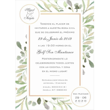 Invitación de boda hojas de olivo