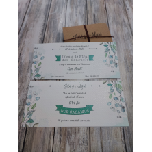 Invitación hojas verdes y kraft