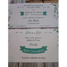 Invitación hojas verdes y kraft