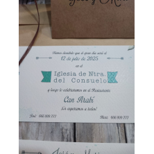 Invitación hojas verdes y kraft