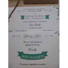 Invitación hojas verdes y kraft