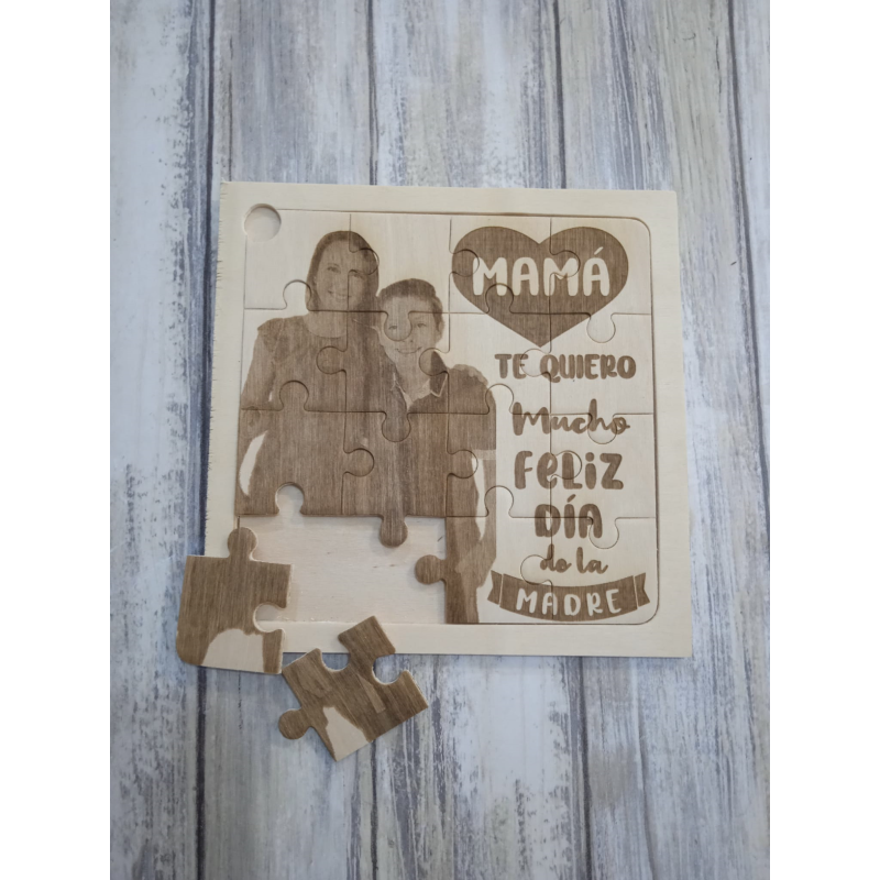 Puzzle madera con foto día de la madre