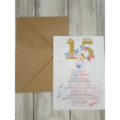 Invitación quinceañera 15 dorado