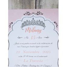 Invitación quinceañera rosa coronita