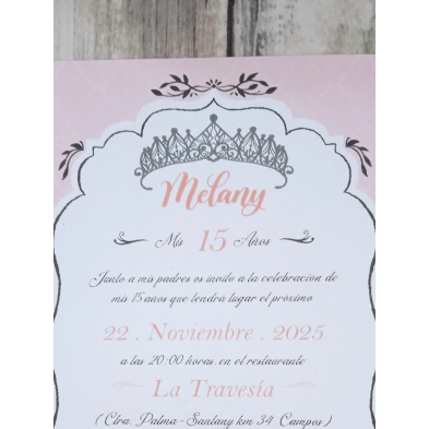 Invitación quinceañera rosa coronita