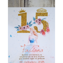 Invitación quinceañera 15 dorado