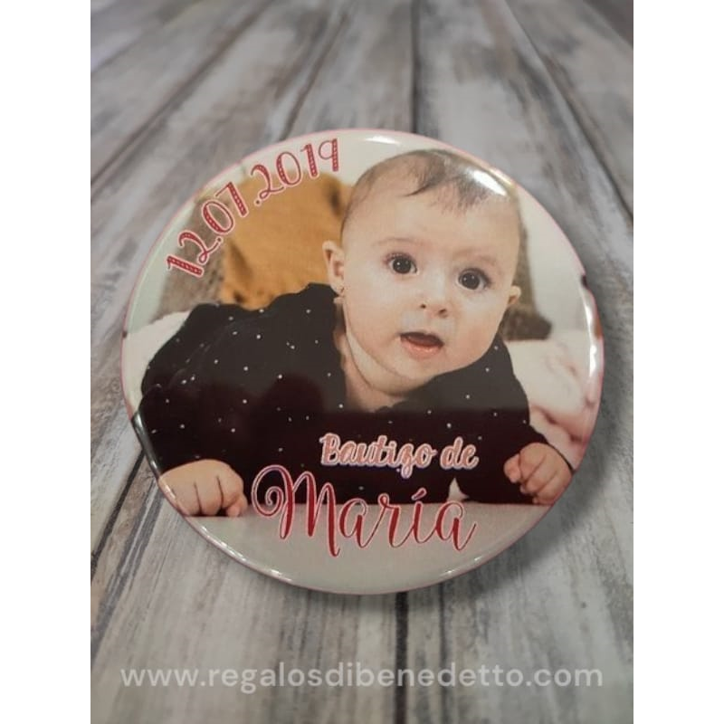 Chapa espejo de Bautizo personalizada con foto