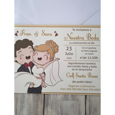 Invitación pareja novia en brazos