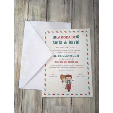 Invitación pareja novios en moto