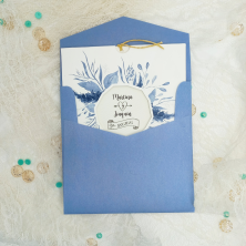 Invitación de boda flores azules