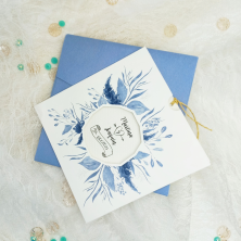 Invitación de boda flores azules