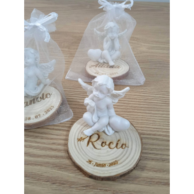 Angelitos de resina con rodaja grabado