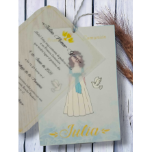 Invitación niña turquesa Primera Comunión 7524