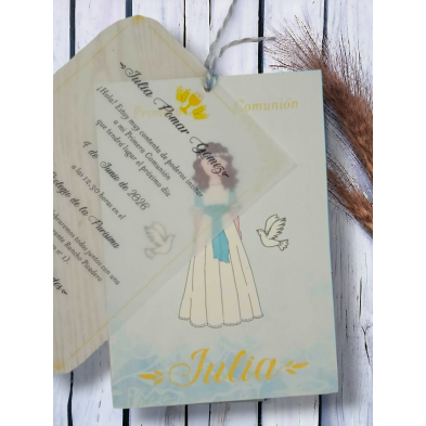 Invitación niña turquesa Primera Comunión 7524