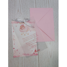 Invitación bebé rosa con papel vegetal 