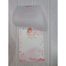 Invitación bebé rosa con papel vegetal 