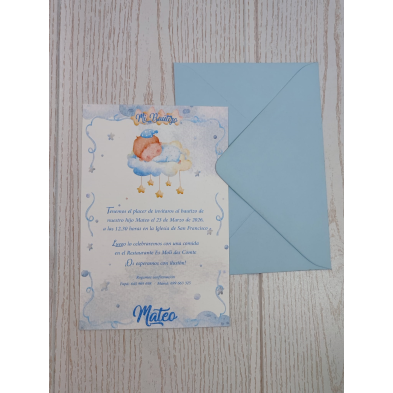 Invitación bebé nube azul