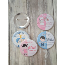 Chapa con clip alfiler de Bautizo personalizada