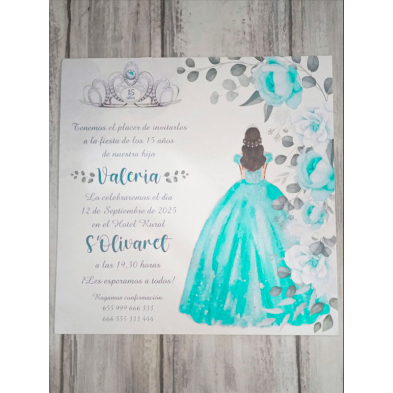 Invitación chica quinceañera turquesa