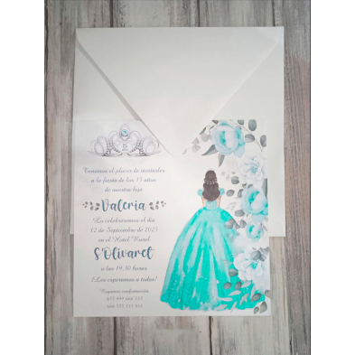 Invitación chica quinceañera turquesa