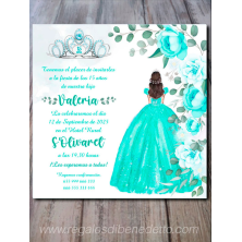 Invitación chica quinceañera turquesa