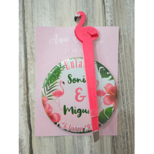 Pinza de flamenco + espejo con dibujo de flamenco personalizado