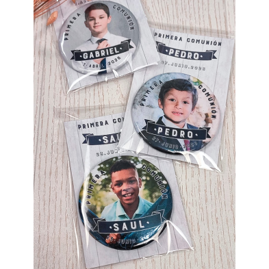 Chapa imán abridor Comunión  personalizada niño con foto