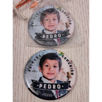 Chapa imán abridor Comunión  personalizada niño con foto