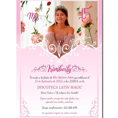 Invitación de 15 años con foto