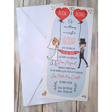 Invitación pareja corazones