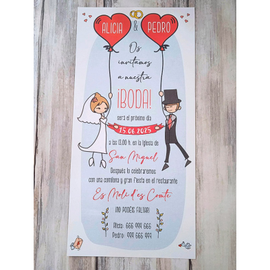 Invitación pareja corazones