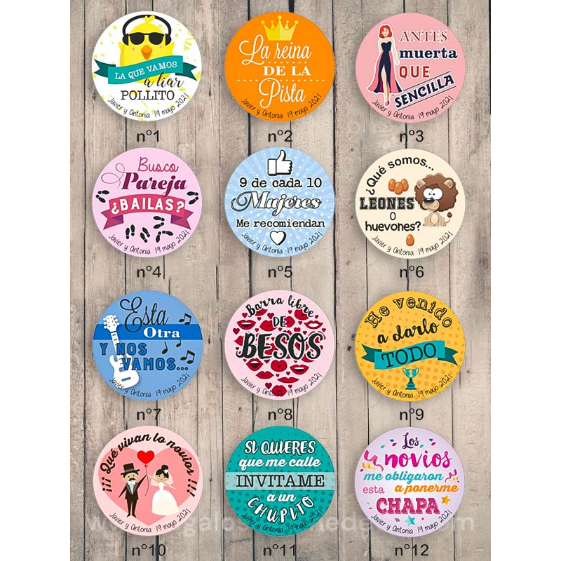 Pack 30 chapas frases personalizadas