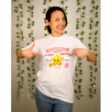 Conjunto camiseta, babero y taza primer día de la madre juntas 